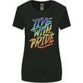 Live With Pride LGBT Gay Pride Womens Wider Cut T-Shirt Black