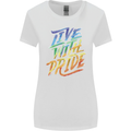 Live With Pride LGBT Gay Pride Womens Wider Cut T-Shirt White