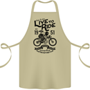 Live to Ride Motorbike Motorcycle Biker Cotton Apron 100% Organic Khaki