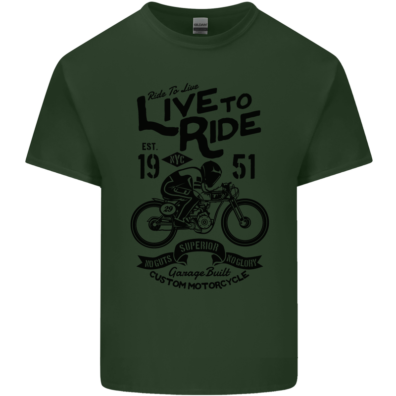 Live to Ride Motorbike Motorcycle Biker Mens Cotton T-Shirt Tee Top Forest Green