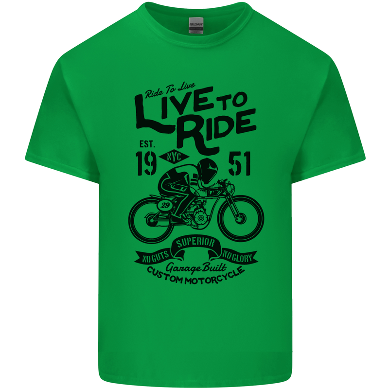Live to Ride Motorbike Motorcycle Biker Mens Cotton T-Shirt Tee Top Irish Green