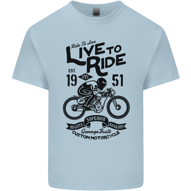 Live to Ride Motorbike Motorcycle Biker Mens Cotton T-Shirt Tee Top Light Blue