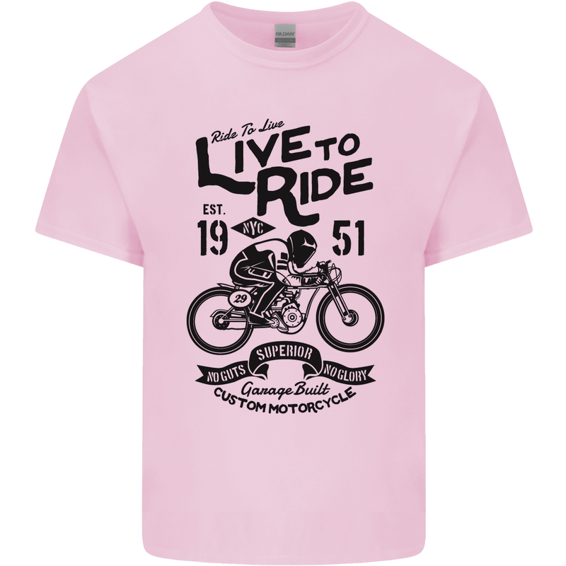Live to Ride Motorbike Motorcycle Biker Mens Cotton T-Shirt Tee Top Light Pink