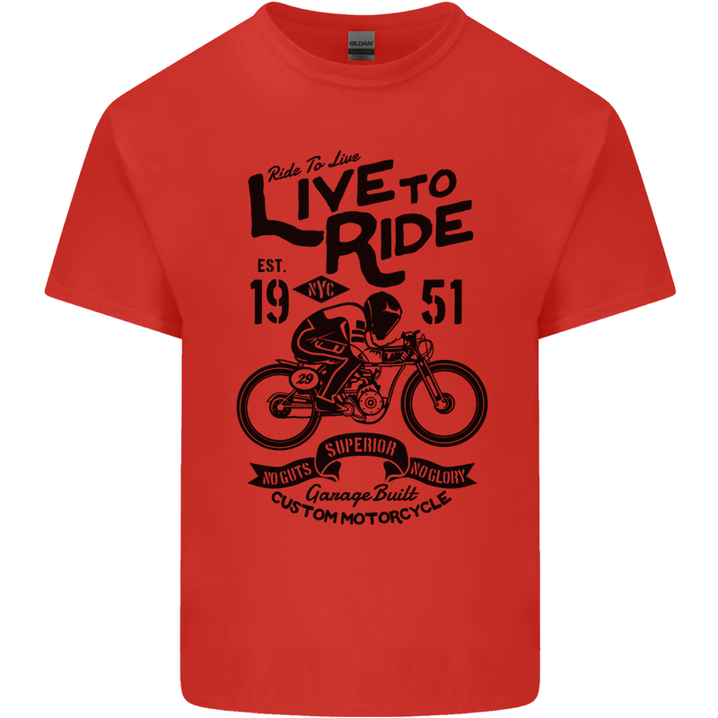 Live to Ride Motorbike Motorcycle Biker Mens Cotton T-Shirt Tee Top Red