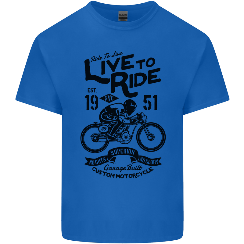 Live to Ride Motorbike Motorcycle Biker Mens Cotton T-Shirt Tee Top Royal Blue