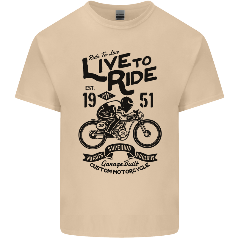 Live to Ride Motorbike Motorcycle Biker Mens Cotton T-Shirt Tee Top Sand