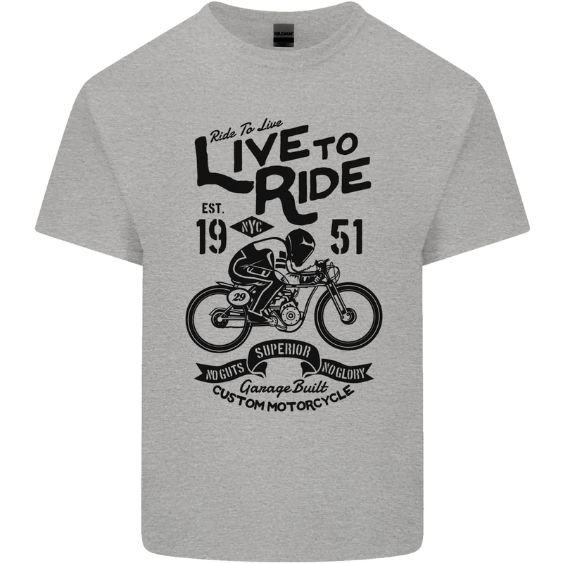Live to Ride Motorbike Motorcycle Biker Mens Cotton T-Shirt Tee Top Sports Grey