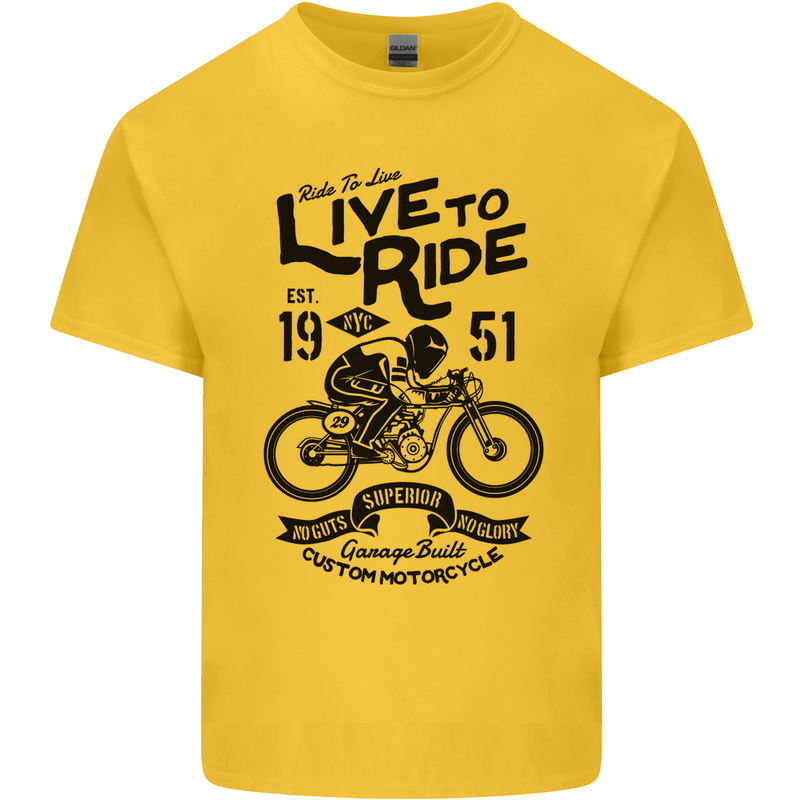Live to Ride Motorbike Motorcycle Biker Mens Cotton T-Shirt Tee Top Yellow