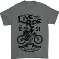 Live to Ride Motorbike Motorcycle Biker Mens T-Shirt Cotton Gildan Charcoal