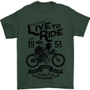 Live to Ride Motorbike Motorcycle Biker Mens T-Shirt Cotton Gildan Forest Green