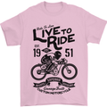 Live to Ride Motorbike Motorcycle Biker Mens T-Shirt Cotton Gildan Light Pink