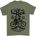 Live to Ride Motorbike Motorcycle Biker Mens T-Shirt Cotton Gildan Military Green