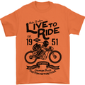 Live to Ride Motorbike Motorcycle Biker Mens T-Shirt Cotton Gildan Orange