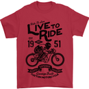 Live to Ride Motorbike Motorcycle Biker Mens T-Shirt Cotton Gildan Red