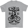 Live to Ride Motorbike Motorcycle Biker Mens T-Shirt Cotton Gildan Sports Grey