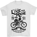 Live to Ride Motorbike Motorcycle Biker Mens T-Shirt Cotton Gildan White