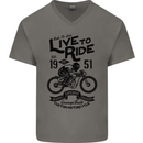 Live to Ride Motorbike Motorcycle Biker Mens V-Neck Cotton T-Shirt Charcoal