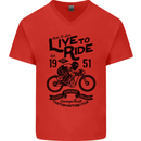 Live to Ride Motorbike Motorcycle Biker Mens V-Neck Cotton T-Shirt Red