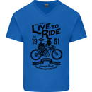Live to Ride Motorbike Motorcycle Biker Mens V-Neck Cotton T-Shirt Royal Blue