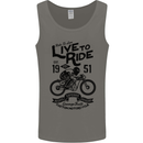 Live to Ride Motorbike Motorcycle Biker Mens Vest Tank Top Charcoal