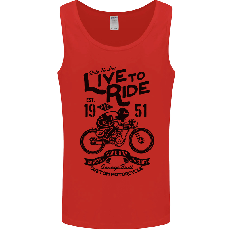 Live to Ride Motorbike Motorcycle Biker Mens Vest Tank Top Red
