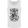 Live to Ride Motorbike Motorcycle Biker Mens Vest Tank Top White