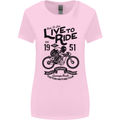 Live to Ride Motorbike Motorcycle Biker Womens Wider Cut T-Shirt Light Pink