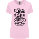 Live to Ride Motorbike Motorcycle Biker Womens Wider Cut T-Shirt Light Pink