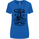 Live to Ride Motorbike Motorcycle Biker Womens Wider Cut T-Shirt Royal Blue