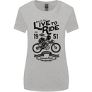 Live to Ride Motorbike Motorcycle Biker Womens Wider Cut T-Shirt Sports Grey