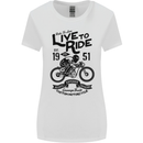 Live to Ride Motorbike Motorcycle Biker Womens Wider Cut T-Shirt White