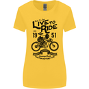 Live to Ride Motorbike Motorcycle Biker Womens Wider Cut T-Shirt Yellow
