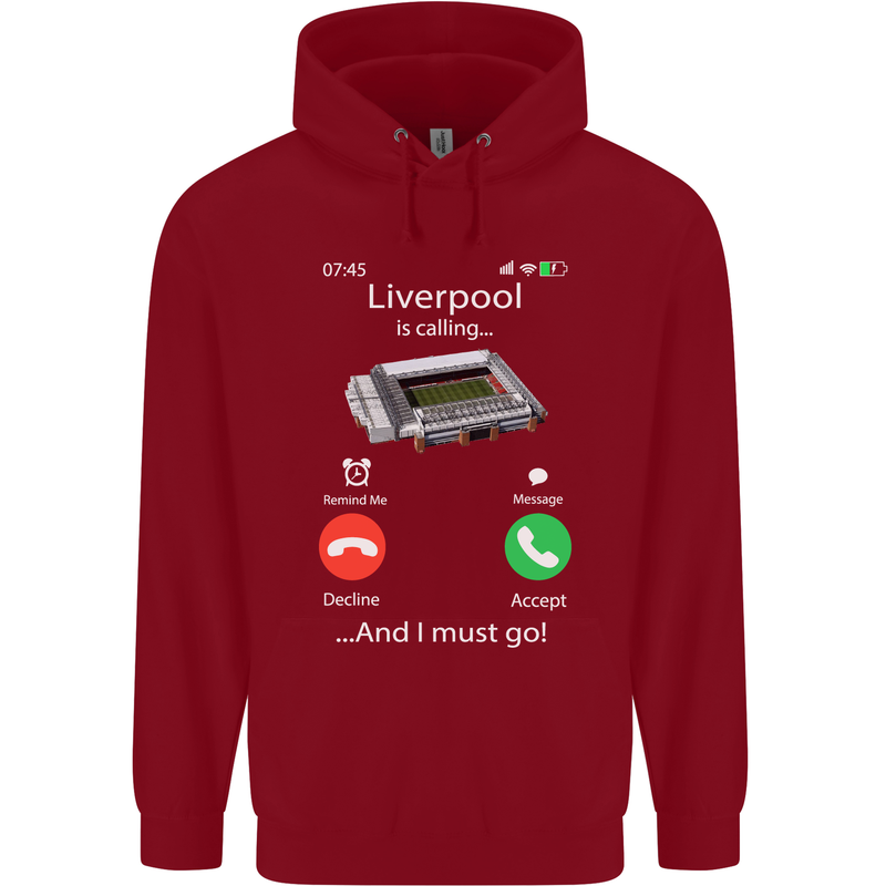 Liverpool Is Calling Funny Football Childrens Kids Hoodie Red