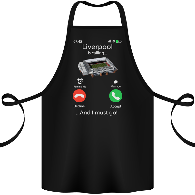 Liverpool Is Calling Funny Football Cotton Apron 100% Organic Black