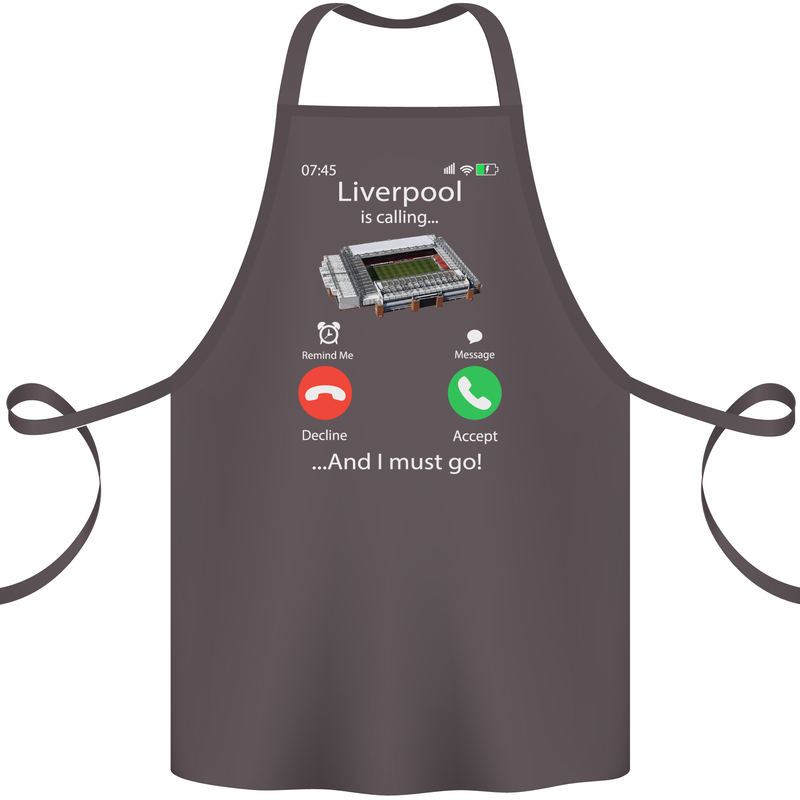 Liverpool Is Calling Funny Football Cotton Apron 100% Organic Dark Grey