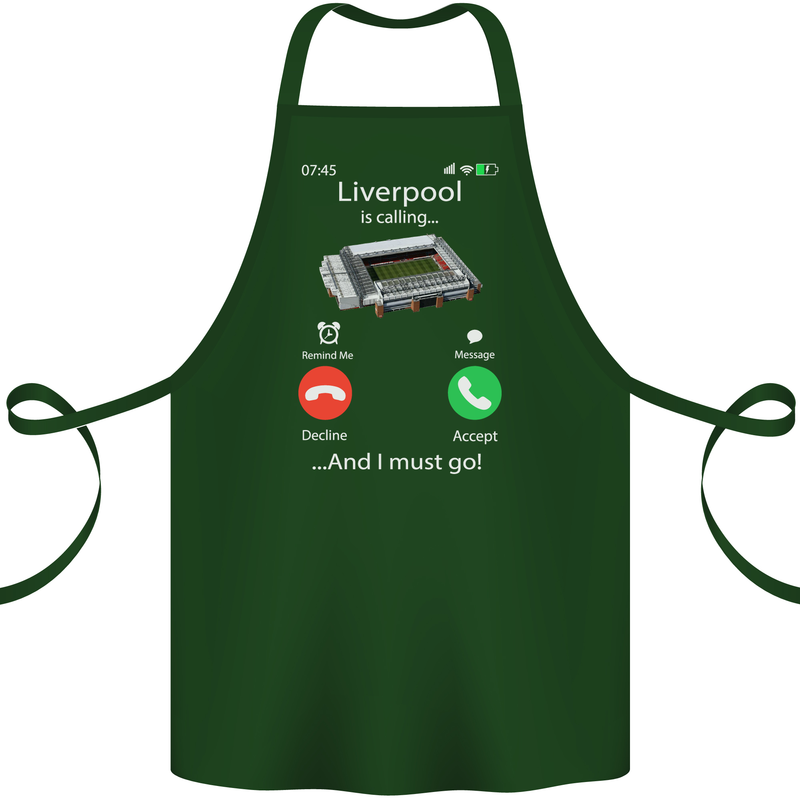 Liverpool Is Calling Funny Football Cotton Apron 100% Organic Forest Green