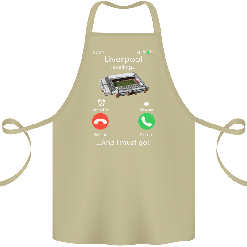 Liverpool Is Calling Funny Football Cotton Apron 100% Organic Khaki