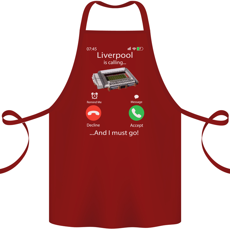 Liverpool Is Calling Funny Football Cotton Apron 100% Organic Maroon