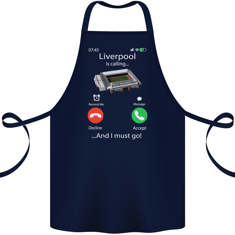 Liverpool Is Calling Funny Football Cotton Apron 100% Organic Navy Blue