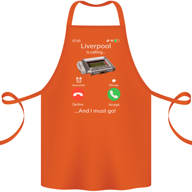 Liverpool Is Calling Funny Football Cotton Apron 100% Organic Orange