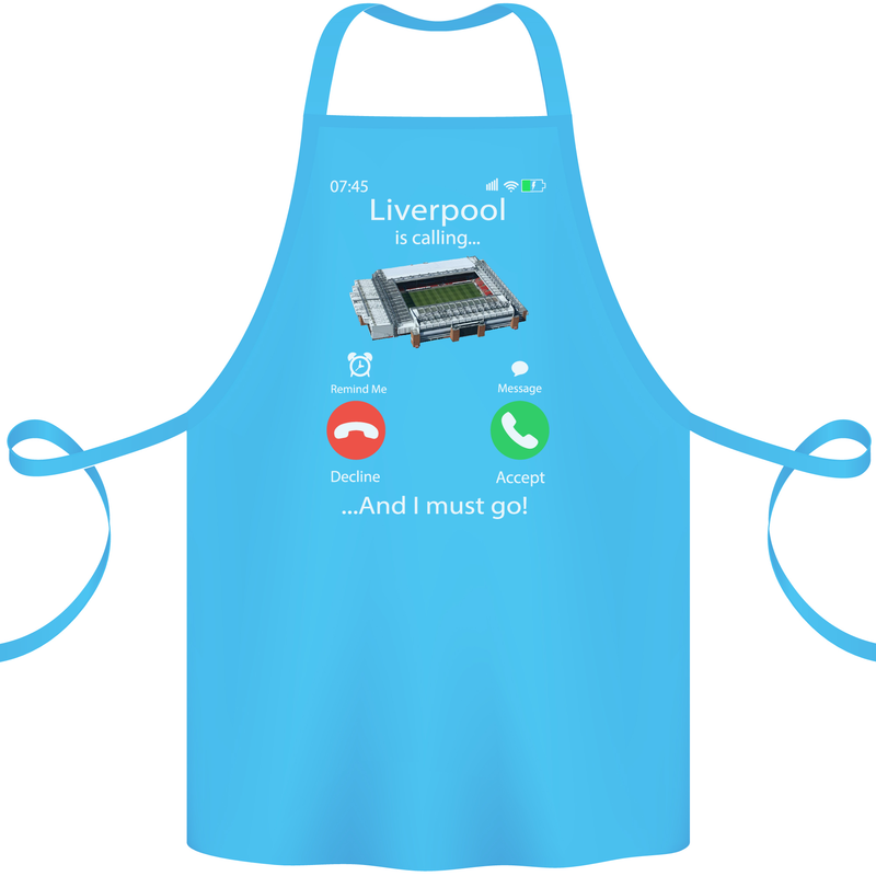 Liverpool Is Calling Funny Football Cotton Apron 100% Organic Turquoise
