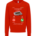 Liverpool Is Calling Funny Football Kids Sweatshirt Jumper Bright Red