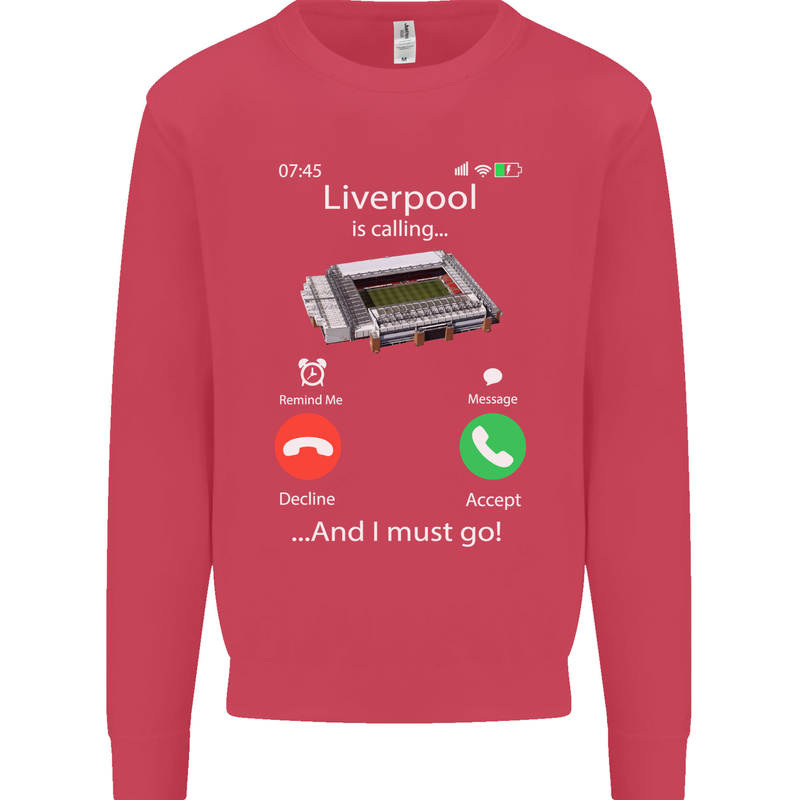 Liverpool Is Calling Funny Football Kids Sweatshirt Jumper Heliconia