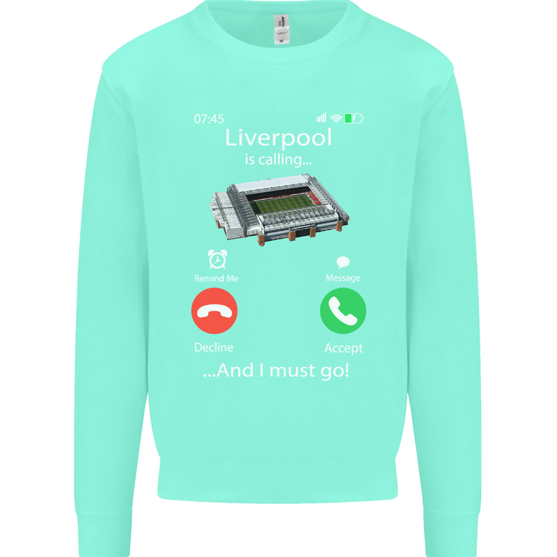 Liverpool Is Calling Funny Football Kids Sweatshirt Jumper Peppermint