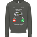 Liverpool Is Calling Funny Football Kids Sweatshirt Jumper Storm Grey