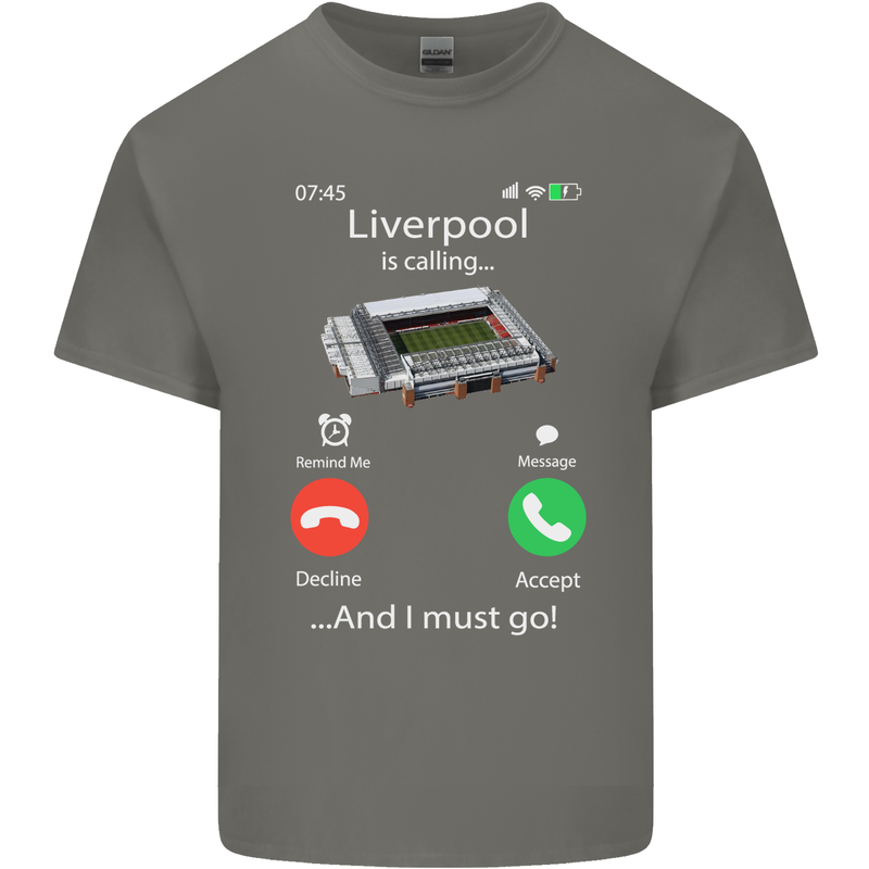 Liverpool Is Calling Funny Football Kids T-Shirt Childrens Charcoal