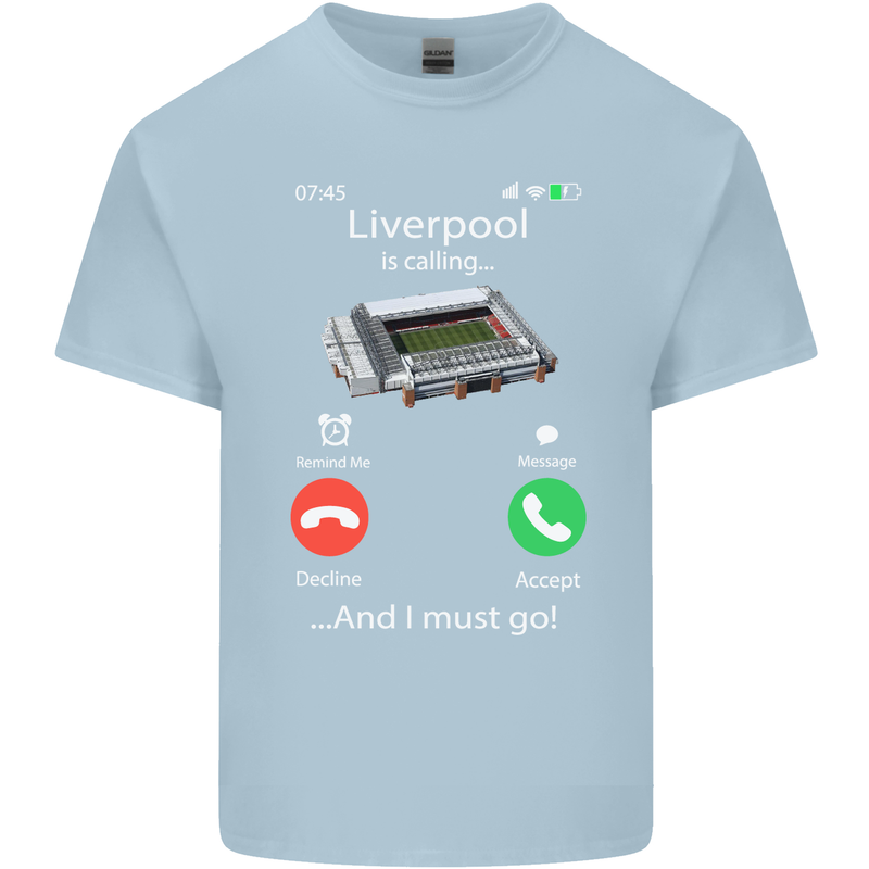 Liverpool Is Calling Funny Football Kids T-Shirt Childrens Light Blue