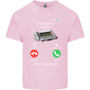 Liverpool Is Calling Funny Football Kids T-Shirt Childrens Light Pink