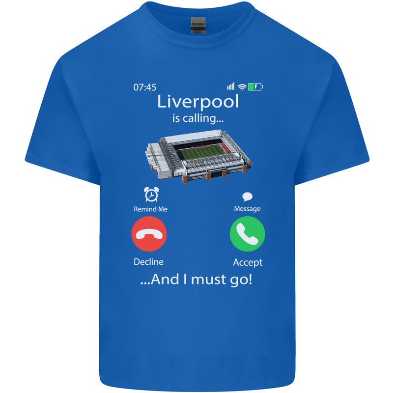 Liverpool Is Calling Funny Football Kids T-Shirt Childrens Royal Blue