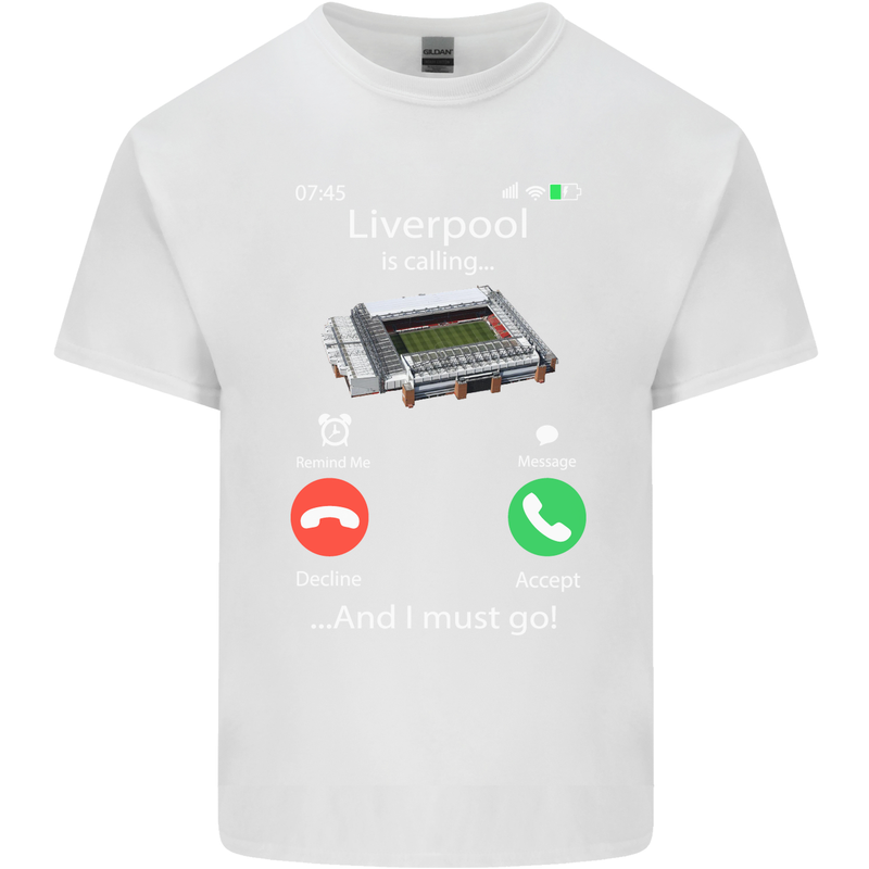 Liverpool Is Calling Funny Football Kids T-Shirt Childrens White